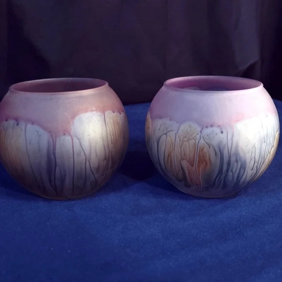 Hand Painted Rueven Glass Candleholders By Nouveau Art - Picture 3 of 6